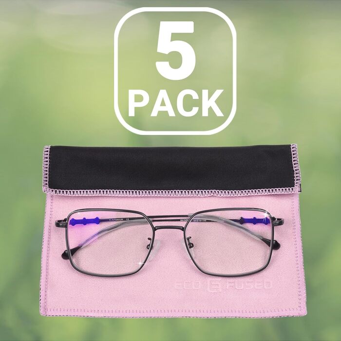 Серветки для чищення з мікрофібри Eco-Fused, 5 шт. - двосторонні - для смартфонів, LCD-телевізорів, планшетів, екранів ноутбуків, об'єктивів камер (рожеві, 17 x 16 см)