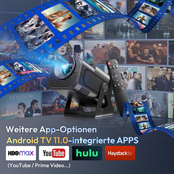 Проектор Xgody Gimbal 3: 12000 Люмен, Android 11.0, 4K, WiFi 6, Bluetooth, Автоматична корекція трапецеїдальних спотворень, для домашнього кінотеатру (білий/чорний)