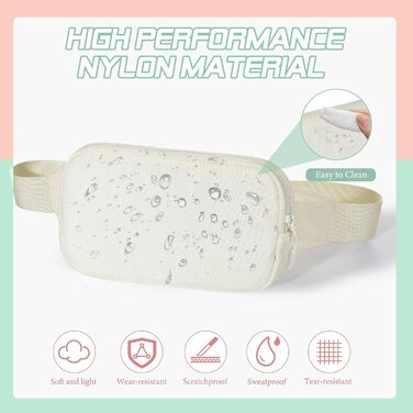 Поясна сумка MoKo для бігу та подорожей, нейлон, унісекс, з регульованим ремінцем та блискавкою (Бежевий)