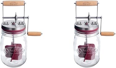 Kilner Butter Churn Glass with Hand Crank, Manual Hand Crank and Silicone Mixer, 1L, Opening: 7.2 cm, 16.5 cm x 11 cm x 27 cm, Make butter yourself in about 10 minutes, Glass butter container (pack of 2)