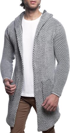 Чоловічий кардиган Carisma з капюшоном, довгий, сірий, розмір L