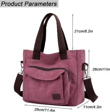 Сумка жіноча Canvas Hobo через плече, повсякденна крос-боді, пляжна сумка-тоут, багатофункціональна з відділеннями, вінтажна сумка для роботи, подорожей, університету (Ліловий)
