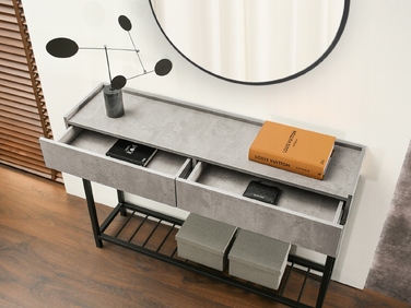 Консольний столик Mebel-Partner бетон, чорний матовий, 117 x 85 x 27 см
