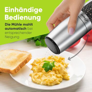 Електричні млини для солі та перцю Liebfeld (2 шт.) з датчиком нахилу - набір з нержавіючої сталі з керамічним жорном