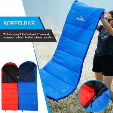 Mountrex 3-Season Sleeping Bag for Camping & Outdoor - Lightweight, Warm & Comfortable Sleeping Bag (205 x 75cm) - Adult, Unisex, Couplable Zipper - Blue