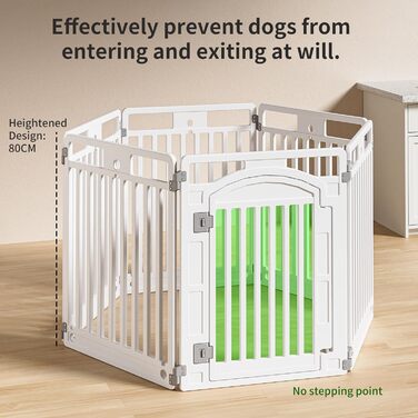 Вольєр для цуценят Gupamiga, розкладний вольєр для собак з дверима, вольєр для цуценят для квартири, міцний та гладкий, просте встановлення, білий (178 x 178 см), 8 штук (80 см)