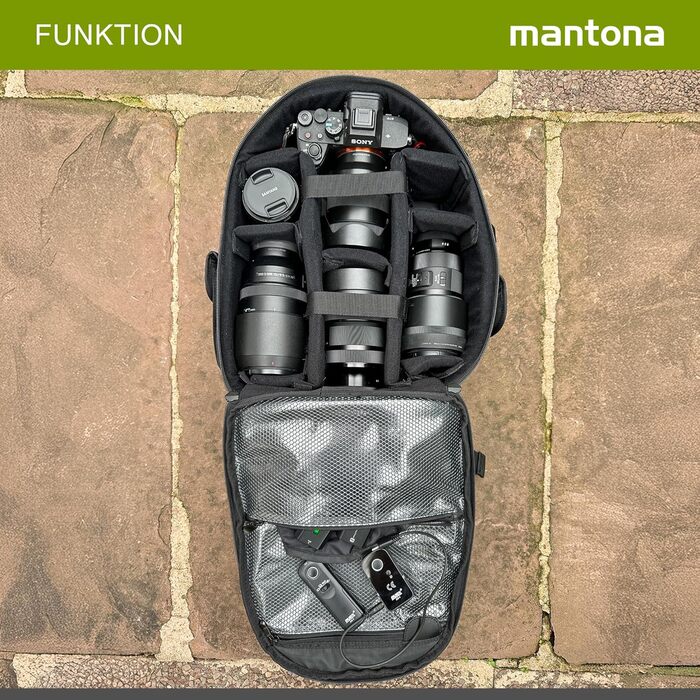 Рюкзак для камери Mantona Azurit Single, чорний, для DSLR/DSLM, до 5 об'єктивів та аксесуарів, з кріпленням для штатива