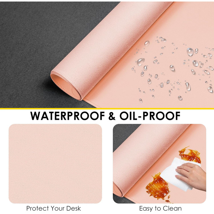 Підкладка для столу Vicwe з екошкіри PU, 80x40 см, рожева - килимок для миші, захист для офісу та дому