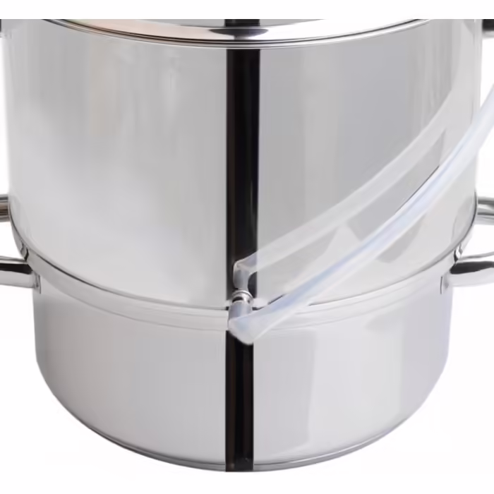 Grafner 8.5 Liter Stainless Steel Steamer/Juicer, diameter Ø26cm, with drain tap and glass lid, induction-compatible, ideal for juice and jelly, fruit pot juicer, fruit press, fruit and vegetable juicer.