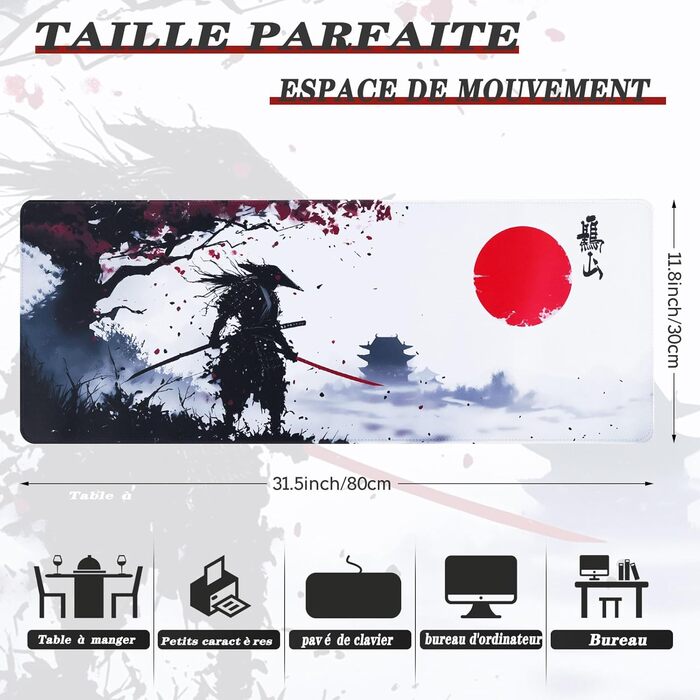 Килимок для миші EFISH Japanische XXL 800x300 мм, водонепроникний, антиковзаючий, для ПК, MacBook, ноутбука