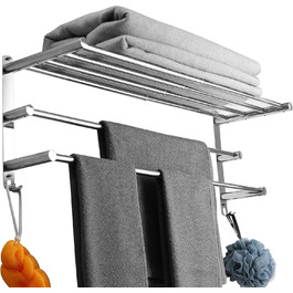 Висувна тримач для рушників 43-78 см, нержавіюча сталь, без свердління, тримач для рушників, полиця для стіни, для ванної кімнати та кухні