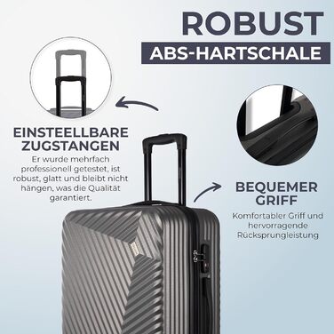 Набір валіз xRace 3 шт. ABS, 20/24/28 дюймів, ручна поклажа, TSA замок, 360° колеса, стійкий до ударів, преміум підкладка (темно-сірий)