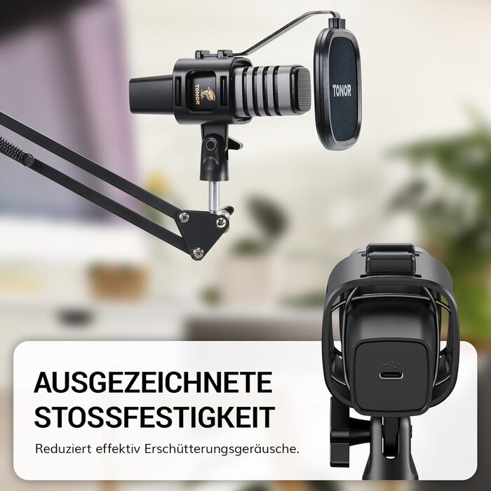 USB мікрофон TONOR TC30 з підставкою, поп-фільтром та мікрофонною павутиною для стримінгу, подкастингу та запису голосу. Сумісний з ПК та ноутбуком