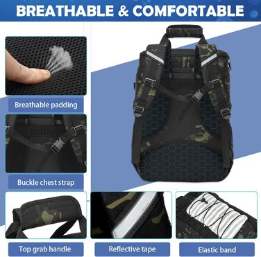 Терморюкзак для пікніка на 42 банки, чорний. Ізольований рюкзак для відпочинку, пляжу, кемпінгу, барбекю.