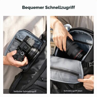 Водонепроникний фоторюкзак K&F Concept на 30 літрів для професійного фотоапарата та аксесуарів, чорний