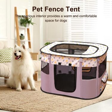 Клітка-прогулянка для тварин, складана, 70x55x40 см, Oxford, для собак, кроликів, котів, морських свинок, Indoor & Outdoor (фіолетовий)