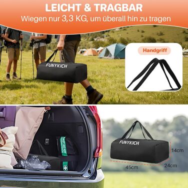 Складаний туристичний стіл Funykich 82x40 см, регулювання висоти (44/70 см), з сітчастою кишенею, для пікніка, кемпінгу, BBQ, саду