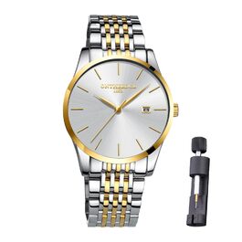 Чоловічий годинник на зап'ясті з нержавіючої сталі, водонепроникний, класичний, з великим циферблатом, мінімалістичний, аналоговий кварцовий годинник для чоловіків, блакитний (Ss-jb)