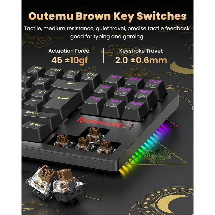 Redragon S113 Комбо Клавіатура та Миша для Ігор з Механічними Клавішами, RGB Підсвічуванням та Мишею 3200 DPI (Brown Switches) для ПК Windows QWERTY