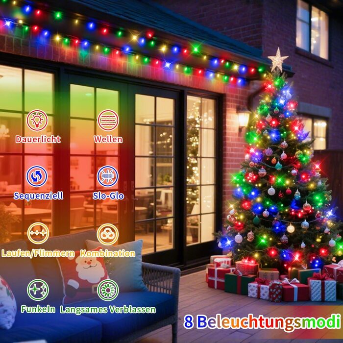 Льо́хтова́ гірля́нда JXLEDAYY для зовні́шнього викори́стання, 36 метрів, 1200 LED, 8 режимів, таймер, пульт дистанційного керування, водонепроникна, для балкона, двору, саду, вечірки, весілля (тепле біле світло)