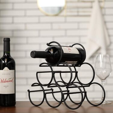 JHY DESIGN Iron Table Wine Rack, Wine Bottle Rack, Freestanding Wine Rack, Wine Bottle Holder, Portable Wine Cabinet for Home Counter, Bar, Kitchen (6 Bottle Design, Dia 9cm)