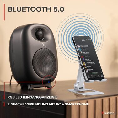 Audizio RS80 - Студійний монітор HiFi Bluetooth, 160 Вт | USB, RCA | Для геймерів та меломанів | Сірий