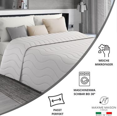 Плед для ліжка 240x260 см, двосторонній дизайн, осінь/весна (100 г/м²), стеганий, з м'якої мікрофібри, Made in Italy (білий)