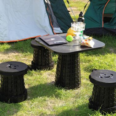 Складаний табурет PLOGGING XXL з подушкою, портативний стілець для дорослих, посилена конструкція, вантажопідйомність до 450 кг, розкладний кемпінговий стілець для відпочинку, туризму, подорожей, зелений (чорний)