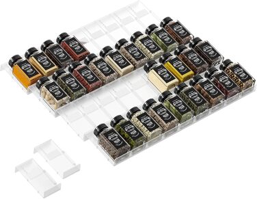 Організатор для спецій Famhap, 24 шт. Прямокутні полички для спецій, органайзер для спецій у ящик, полиці для спецій, органайзер для спецій, прозорі