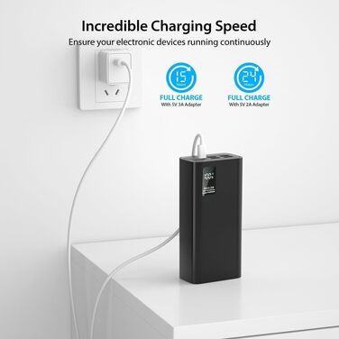 Портативний Пауербанк 60000 mAh з кабелем, зовнішній акумулятор QC3.0 22.5W PD 20W, 2 входи та 5 виходів для телефону, камери, планшета тощо