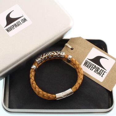 Чоловічий браслет XO F з натуральної шкіри Cognac, 21 см