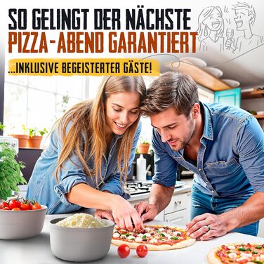 LOEWERK Pizza Ball Box with Lid – 4-Piece Set – Breathable Dough Box for Perfect Pizza Dough - Space-Saving Silicone Pizza Dough Box with Lid, Pizza Box, Pizza Ball Box, Proofing Box – Olive/Gray