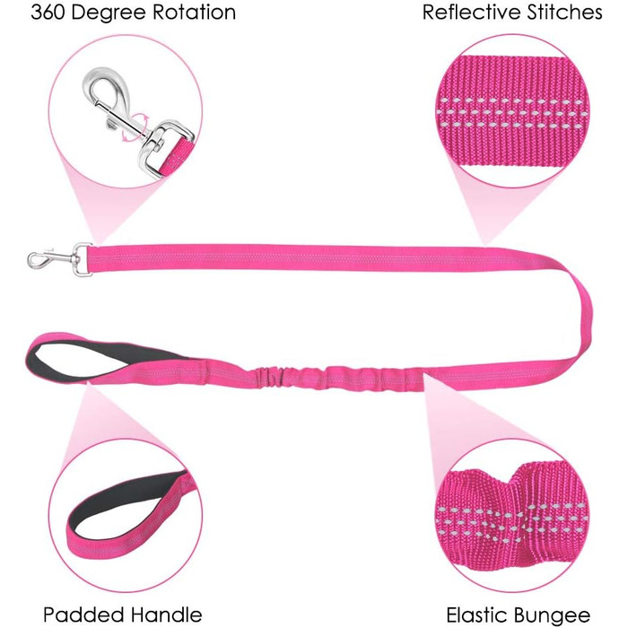 Нашийник для собак від тяги з повідком, анти-тяга, відбиваючий нашийник для цуценят, безпечний нашийник, анти-заплутування, для маленьких та середніх собак та цуценят, чорний (XXS, Рожевий)