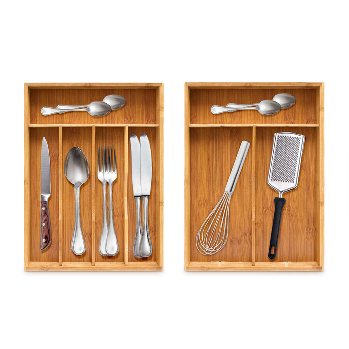 Relaxdays Cutlery Box Bamboo 34x25x4.5cm