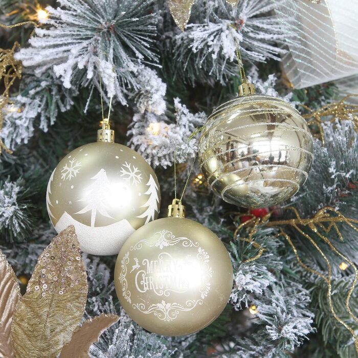 Декоративна куля на ялинку Sea Team з малюнком та блискучими прикрасами, набір (60 мм, 80 мм)
