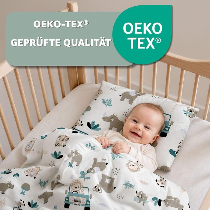 Дитяча постільна білизна для малюків з наволочкою, 100x135 см, бавовна, принт Сафарі