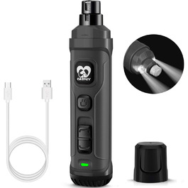 Електричний точило для собак та котів Casfuy з LED-підсвіткою, 2 швидкості, тихе, потужне, сірий колір