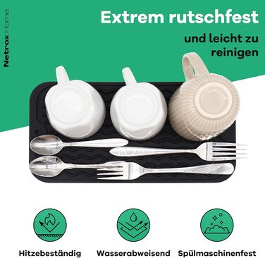 Килимок для сушіння посуду Netrox Silikon 30x15 см - харчовий, неслизький, термостійкий до 230°C