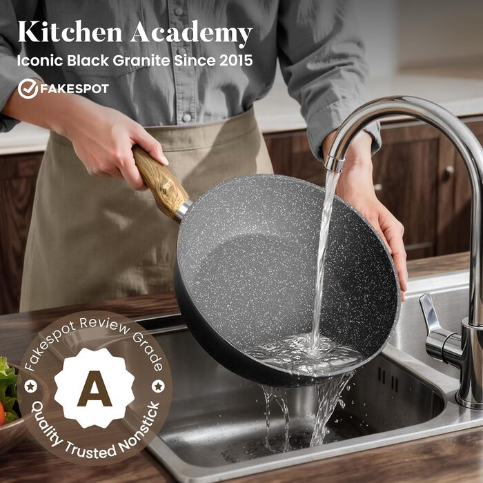 Набір посуду Kitchen Academy індукційний 10 предметів, гранітне антипригарне покриття, товстостінний, без PFOA/PFAS