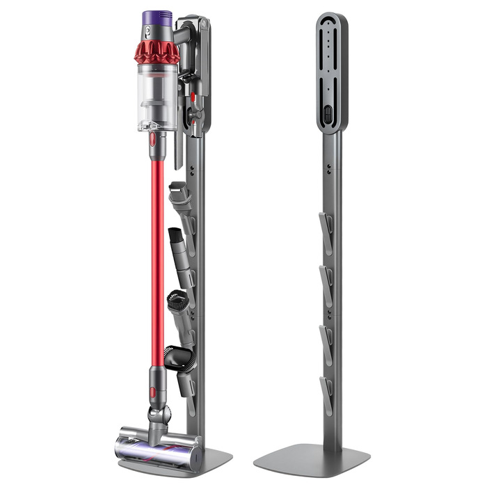 Підставка для пилососів Dyson Gen5 V15 V12 V11 V10 V8 V7 V6, без свердління, з прихованим шнуром, металевий органайзер для бездротових пилососів та насадок, сірий титан