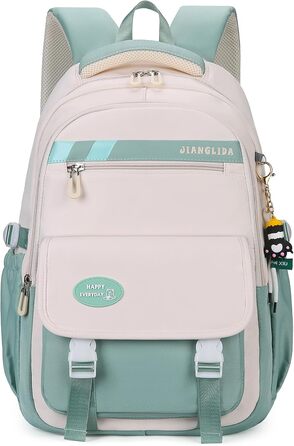 Дитячий рюкзак для школи: водонепроникний, нейлон, кілька відділень, легкий, для дівчаток та хлопчиків, для подорожей та спорту (зелений)