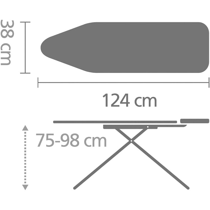 Прасувальна дошка Brabantia Jeansschwarz Standard B (124 x 38 см) з регульованою мульдою для пари
