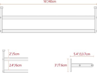 Тримач для рушників YUMORE, подвійний, 40 см, з нержавіючої сталі, для ванної кімнати та кухні, сріблястого кольору