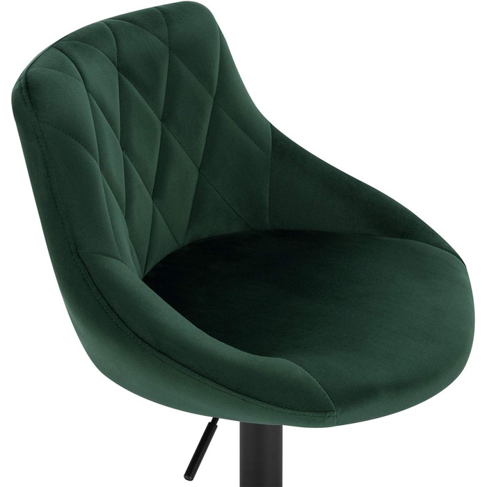 WOLTU Adjustable Velvet Bar Stool with Backrest - Swivel, Dark Green - Set of 2