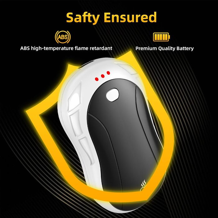 Електричні грілки для рук 2 шт. FANDLISS, портативні, акумуляторні, 6000mAh, до 12 годин роботи, USB, для кемпінгу, полювання, гольфу, білі та зелені (біло-чорні)