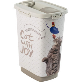 Контейнер для корму Rotho MyPet Cody з кришкою та дозатором, 25л, BPA-free, антрацит/білий, для котів