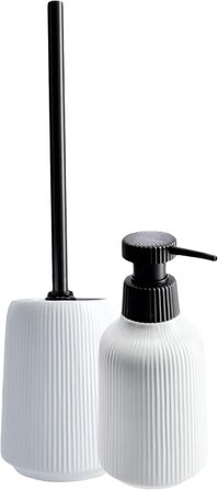 KADAX Bathroom Accessories Set, Modern Bathroom Accessories, Ceramic Bathroom Accessories, Bathroom Accessories (White: Toothbrush Holder, Soap Dispenser, Toilet Brush) (White - Soap Dispenser, Toilet Brush, 2)