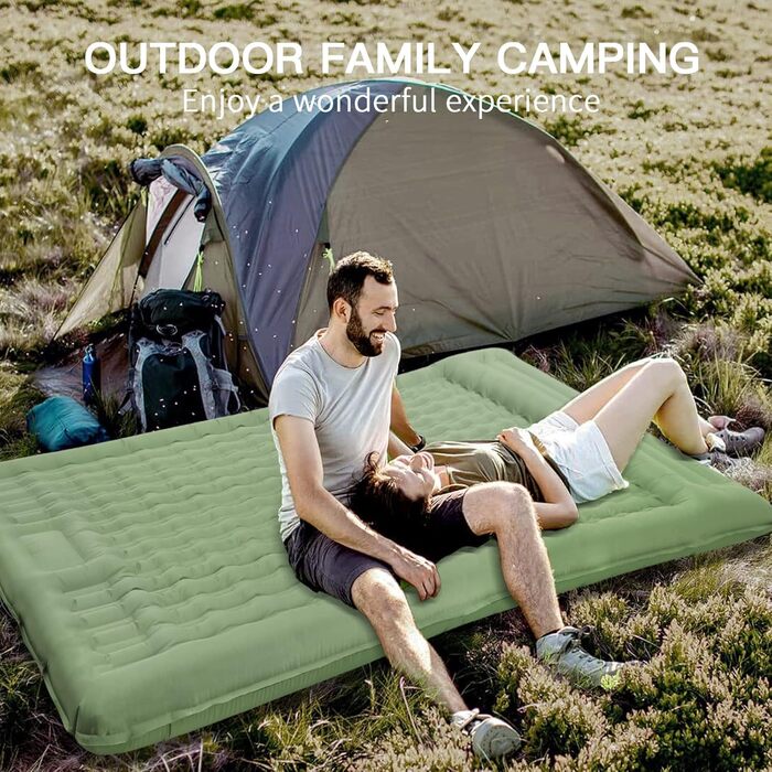Douthfolle Twin XL Camping Sleeping Pad - 12cm Thick Inflatable Sleeping Mat with Foot Pump - Waterproof & Outdoor