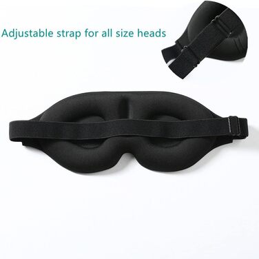 3D Маска для сну Tim & Tina, світлоблокуюча, для подорожей, йоги, з регульованим ремінцем (чорний)
