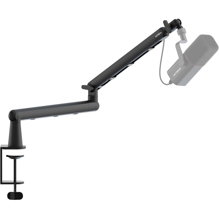 Тримач для мікрофона IXTECH RGB з низьким профілем, регульований кріплення для мікрофона зі стійкою, поворотний мікрофонний стійка з кабельною організацією для подкастів та стрімінгу (6 Viper)